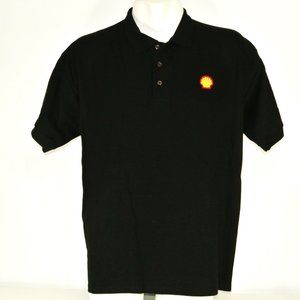 SHELL Gas Station Oil Employee Uniform Men's Black Polo Shirt Size S Small